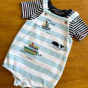Boys mud pie short overall outfit